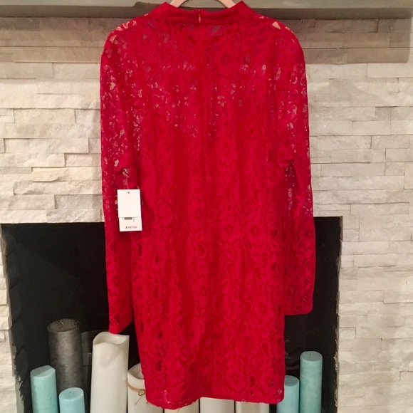 JUST FAB RED LACE LONG SLEEVED MINI DRESS SIZE XXL - Picture 3 of 5